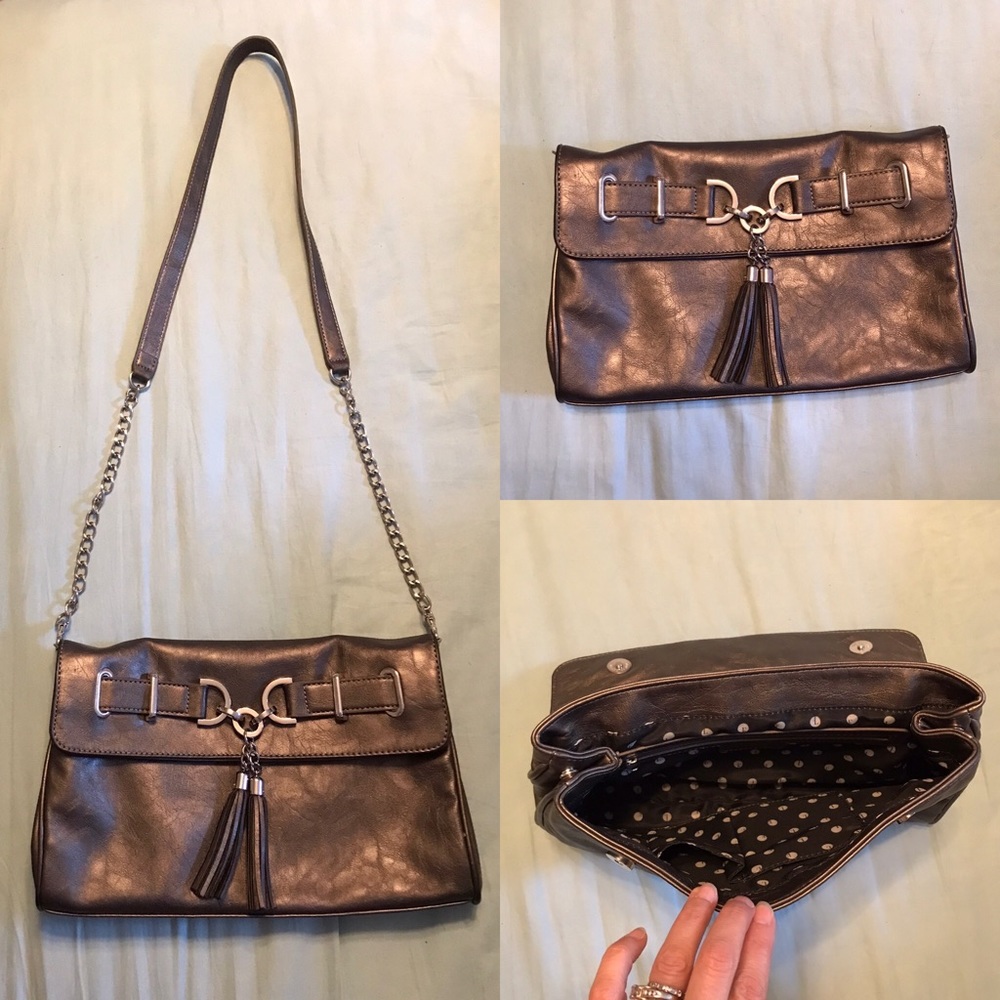 ELLE pewter convertible crossbody/clutch